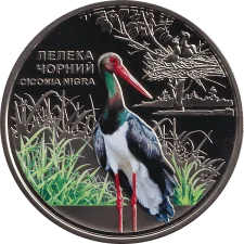 Лелека чорний 5 грн аверс